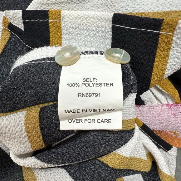 Fig & Flower Anthropologie Floral Boho Peasant Blouse Top Women's M White Stripe - Picture 6 of 8